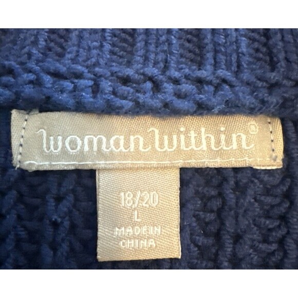 Woman Within Navy BLUE Long Sleeve Crew Neck Sweater Lagenlook Plus 18/20 - Picture 8 of 10